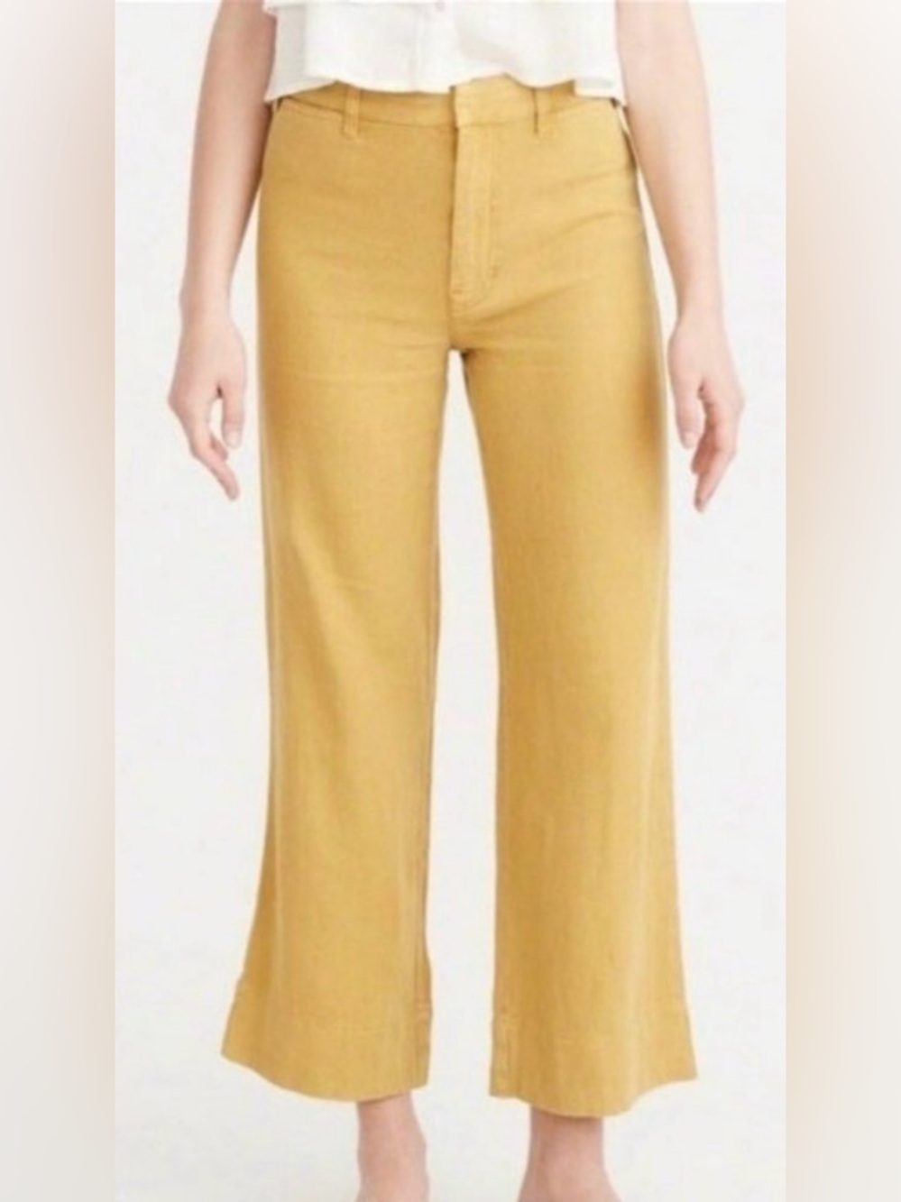 Abercrombie & Fitch Linen Annie High Rise Wide Leg Crop Yellow Pants 26